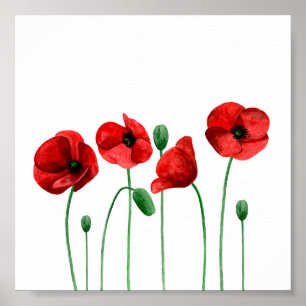 Capoila-d'água impressão Flores vermelhas Arte bot