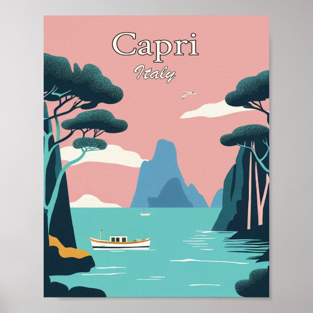 Capri Itália Minimalista Vintage Art Poster (Frente)