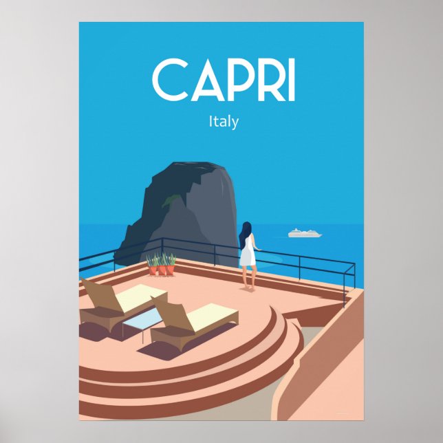 Capri Itália poster de viagens mar azul (Frente)