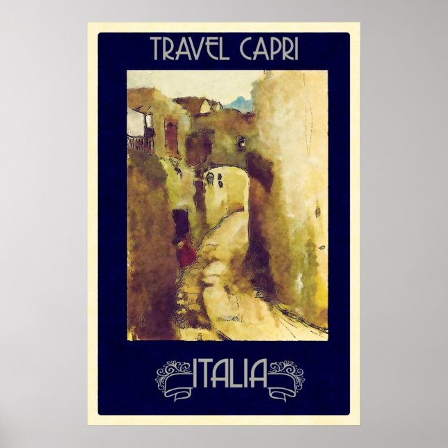 Capri, Itália Viagens vintage Poster (Frente)