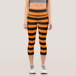 Capri Leggings Laranja Black Stripes