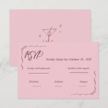 Caprichoso RSVP de Casamento Escrito à Mão em Rosa