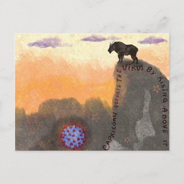 Capricórnio derrota o cartão postal do vírus (Frente)