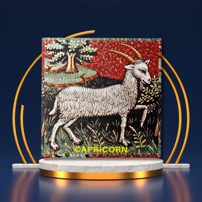 Capricórnio - Festa de aniversário de Sinal Zodiac (Capricorn the Goat Zodiac Sign Birthday Party Ceramic Tile Cover)
