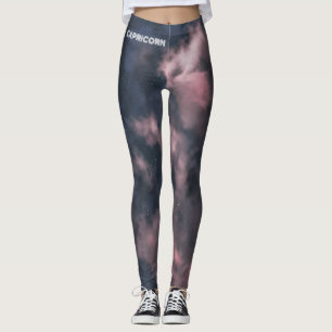 Capricórnio Zodiac Pink Clouds Leggings