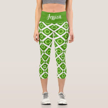 Capris Alto e Esperado, com Geometria Verde Branco