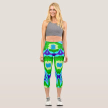 Capris de alta largura, um design de multicor de t