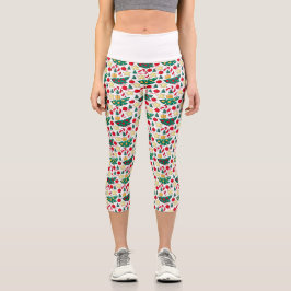 Capris de Cintura Alta com Estampa de Férias