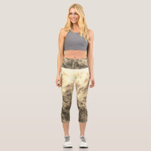 Capris de Legging Dourada Burstful para mulheres