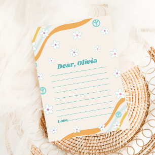 Cápsula do Tempo Floral Retro Groovy Nota Cartão d