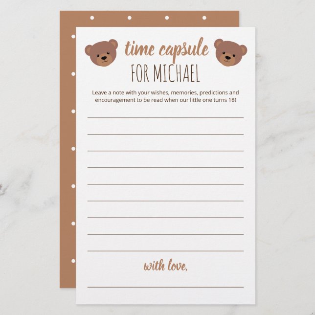 Cápsula Horária para Chá de fraldas e Aniversário (Frente/Verso)