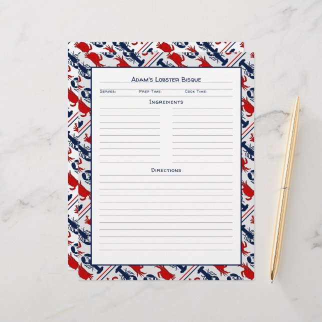 Capturas de frutos do mar Lagosta Design (Frente/Verso In Situ)