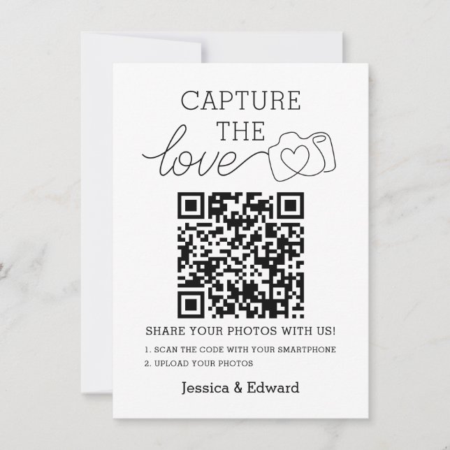 Capture o Casamento Moderno Chic Preto com Código  (Frente)