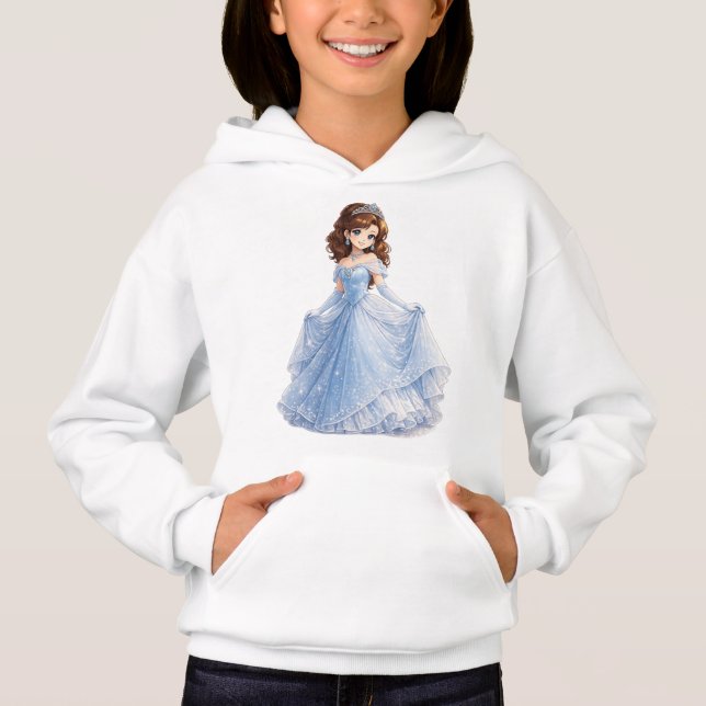 Capuz de Menina Princesa Azul Fofa (Frente)