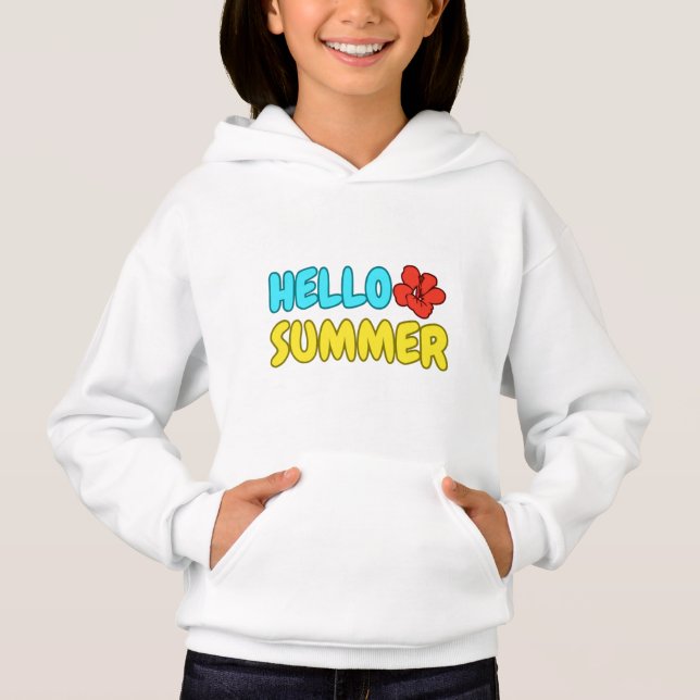 Capuz de Moletom Olá Verão Crianças  (Frente)
