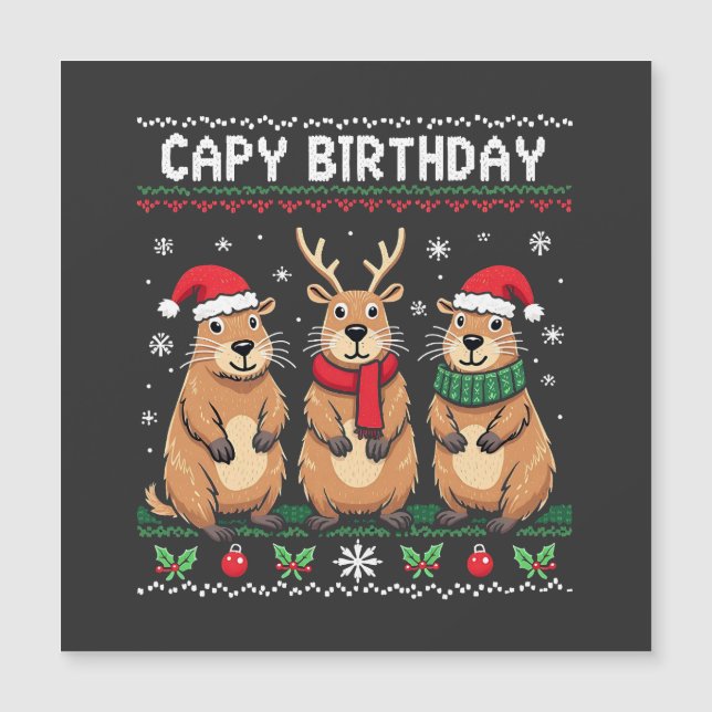 Capy Birthday Ugly Christmas Sweater Capybara (Frente)