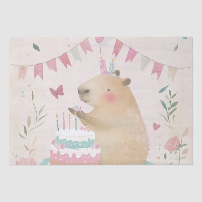 Capybara Birthday Bash Party Decor Papel Tecido (Frente )