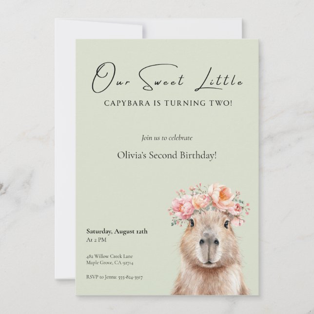 Capybara Birthday Invitation • Little One (Frente)