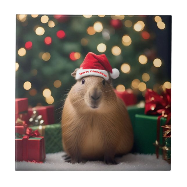 "Capybara Claus: Uma Maravilha Festiva Bokeh" (Frente)