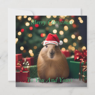 "Capybara Claus: Uma Maravilha Festiva Bokeh"