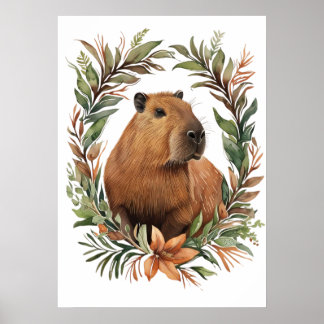 Capybara Floral Art Impressão