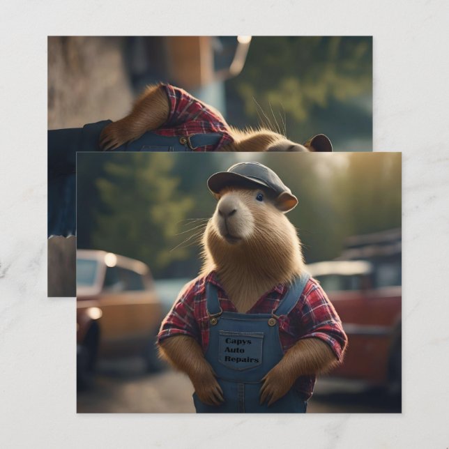 "Capybara Mechanic: Grease, Gears e Good Vibes" (Frente/Verso)