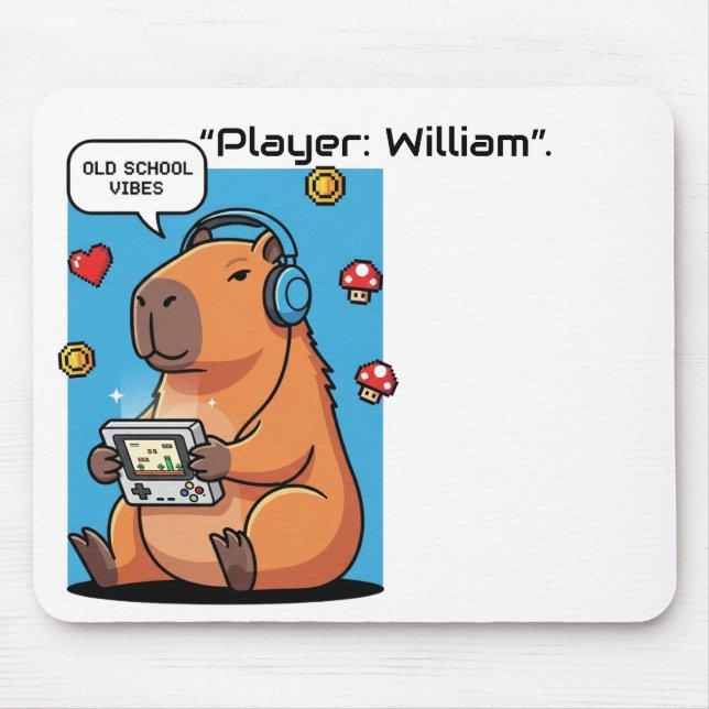 Capybara Old School Gamer Mousepad (Frente)