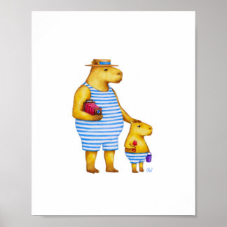Capybara Padre e Son 8 x 10 Impressão