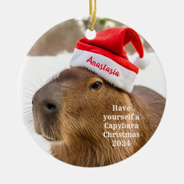 Capybara Personalizada Enfeites de natal (Frente)