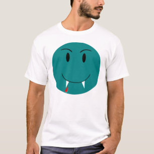 Cara azul com a camisa das presas do vampiro