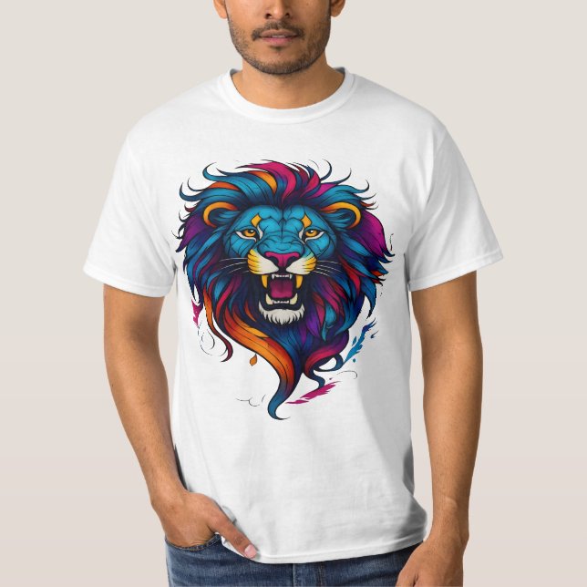 cara de leão zangado Camiseta (Frente)