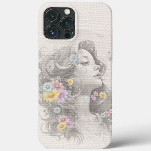Cara de mulher com efeito de burpagem nas flores