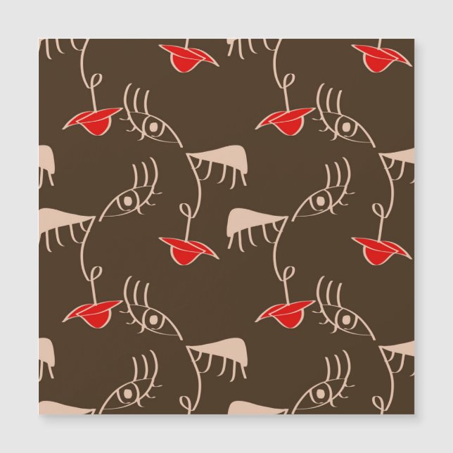 Cara de mulher de uma linha: padrão de abstrato. (Frente)