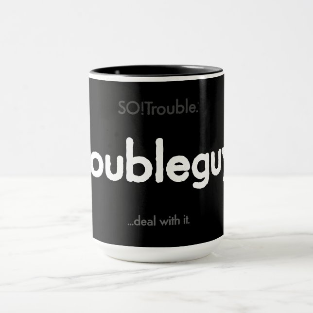 cara de problema! - caneca clássica branca em pret (Centro)