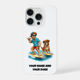 Cara e Seu Cachorro Surfando Adesivo de Telefone D