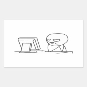 Cara Meme do computador - etiquetas do retângulo