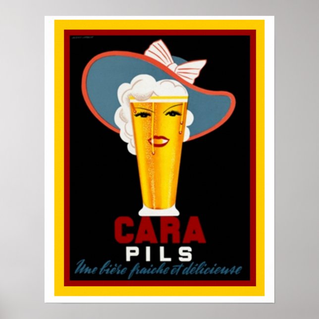 Cara Pils Vintage Beer Poster 16 x 20 (Frente)