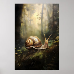 Caracol na Floresta de Outono, Impressão de Musgo 