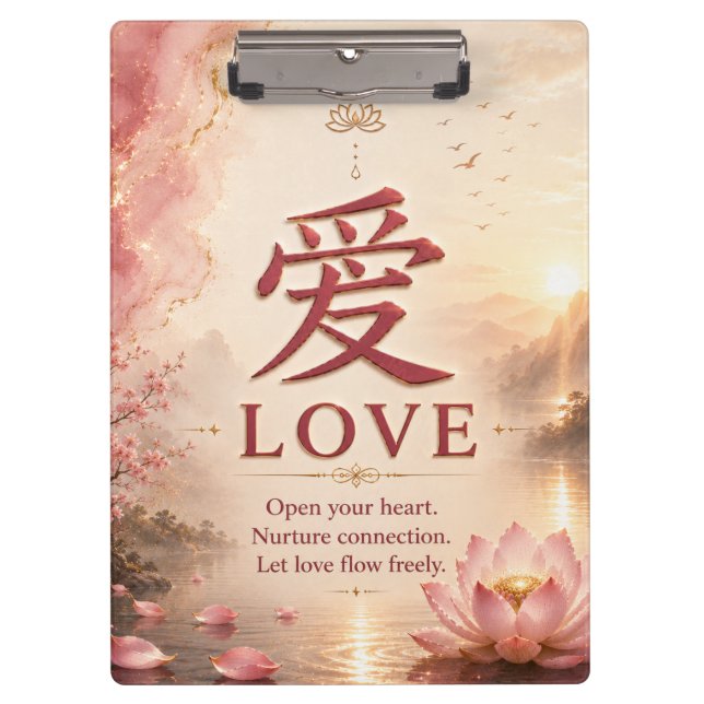 Caracter Chinês 爱 Amor (Ai) Prancheta de Lótus (Frente)