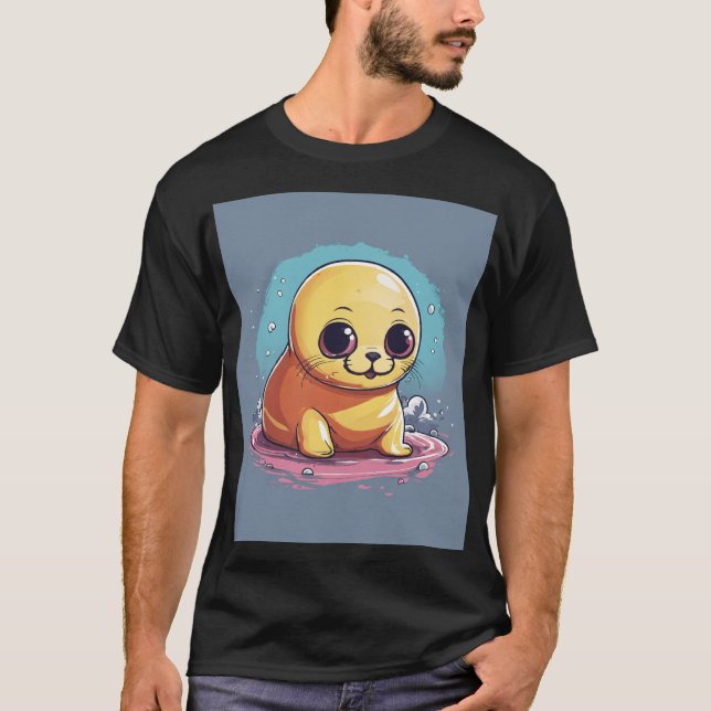 Caractere de foca adorável - Camisa T impressa - p (Frente)
