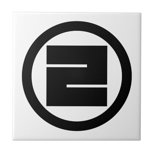 Caractere kanji quadrado para UM em círculo (Frente)