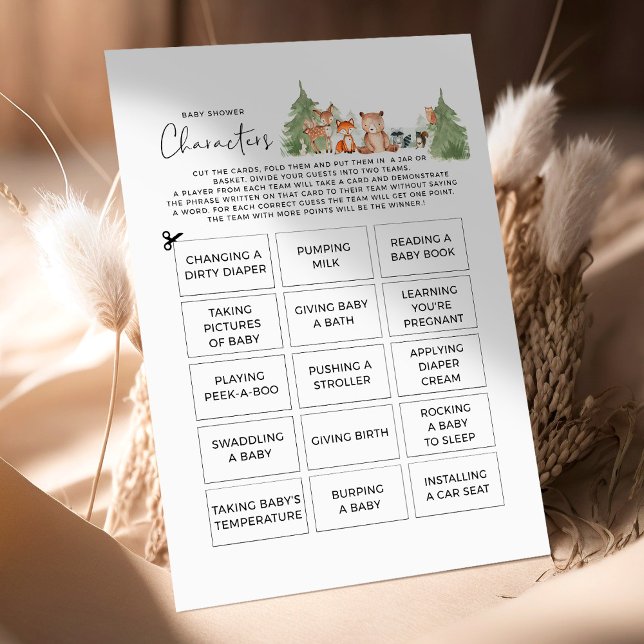 CARACTERES DO Chá de fraldas Woodland (Criador carregado)