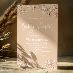 Caramel Floral Chá de fraldas Convite