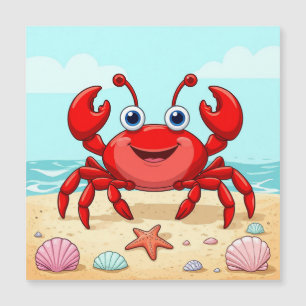 Caranguejo de desenho animado vermelho alegre em u