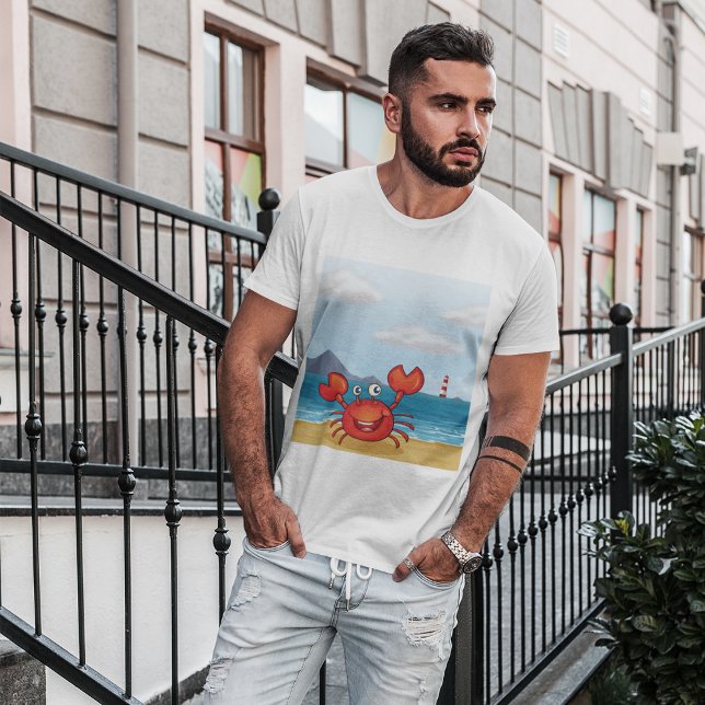 Caranguejo Feliz Vermelho Em Uma Camisa De Praia (Criador carregado)