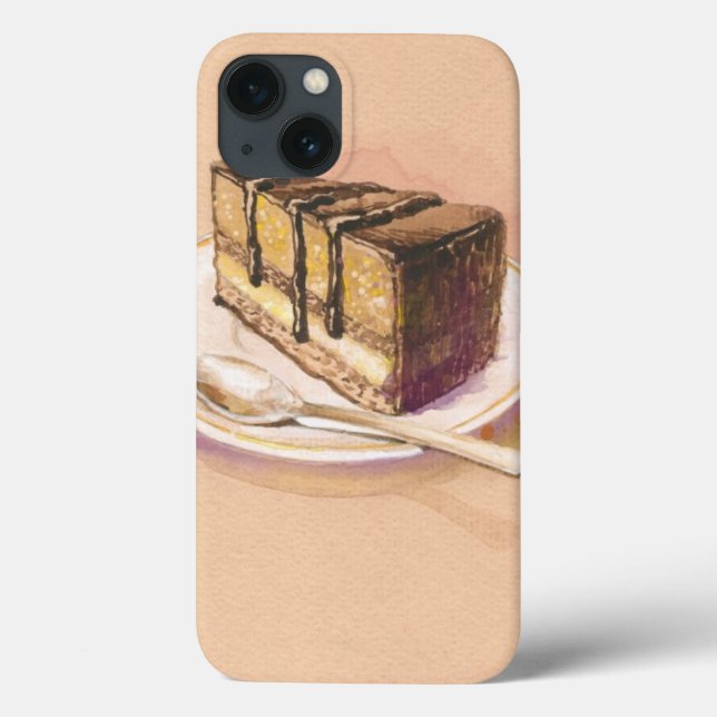 Card with painted watercolor cake (Verso)