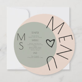Cardápio Circular de Casamento com Coração Monogra