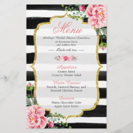 Cardápio de Almoço Chá de Noiva Elegante Listras F