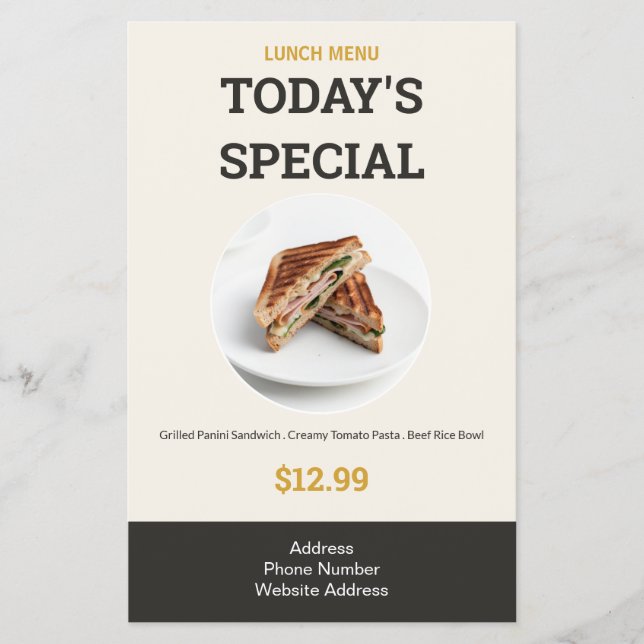 Cardápio de Almoço Especial Premium de Hoje (Frente)