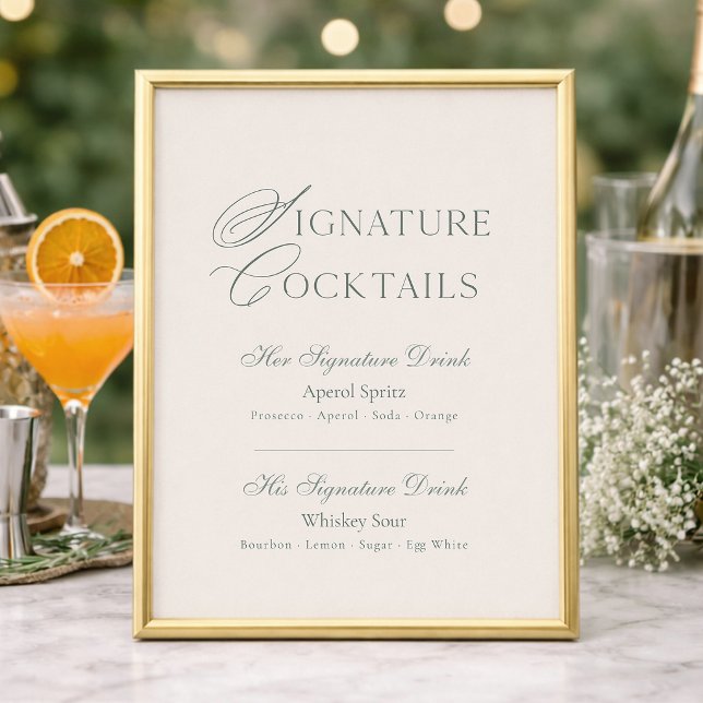 Cardápio de Bar de Casamento com Coquetéis Signatu (Criador carregado)